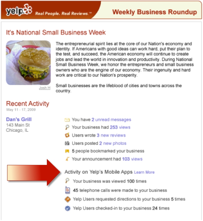 Yelp Mobile Statistic Tracking