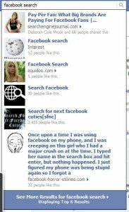 Facebook ads liked articles to search results