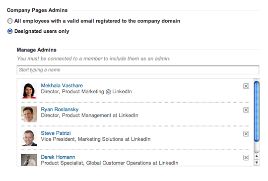 LinkedIn company page multi level admins