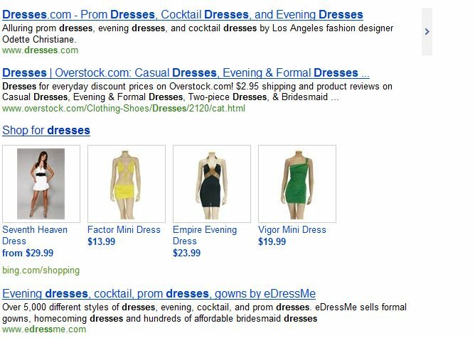 Bing search results for dresses 