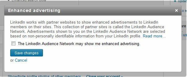 opt out of advanced advertising on LinkedIn