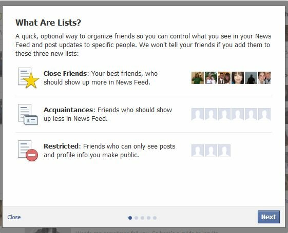 New Facebook Lists