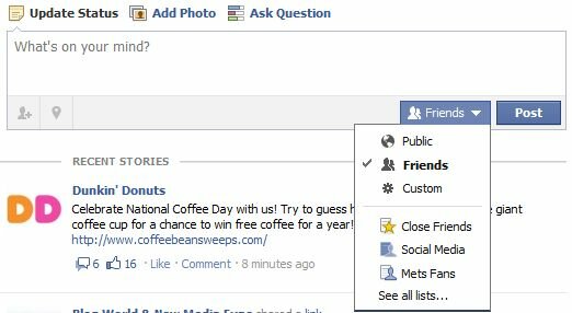 sharing Facebook updates with lists