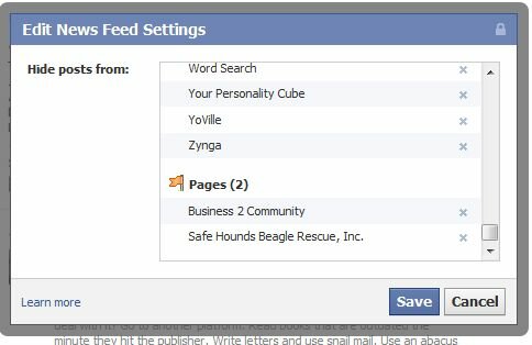 unhide Facebook news feed 