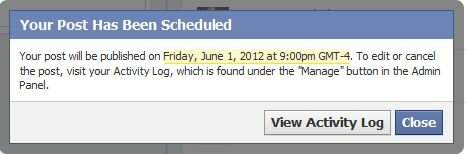facebook schedule confirmation